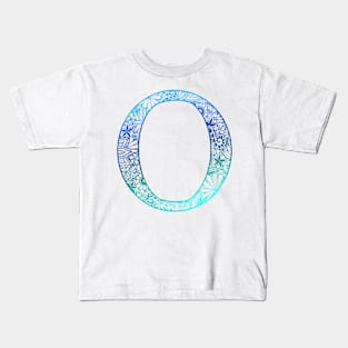 Floral Letter Capital O Blue Kids T-Shirt